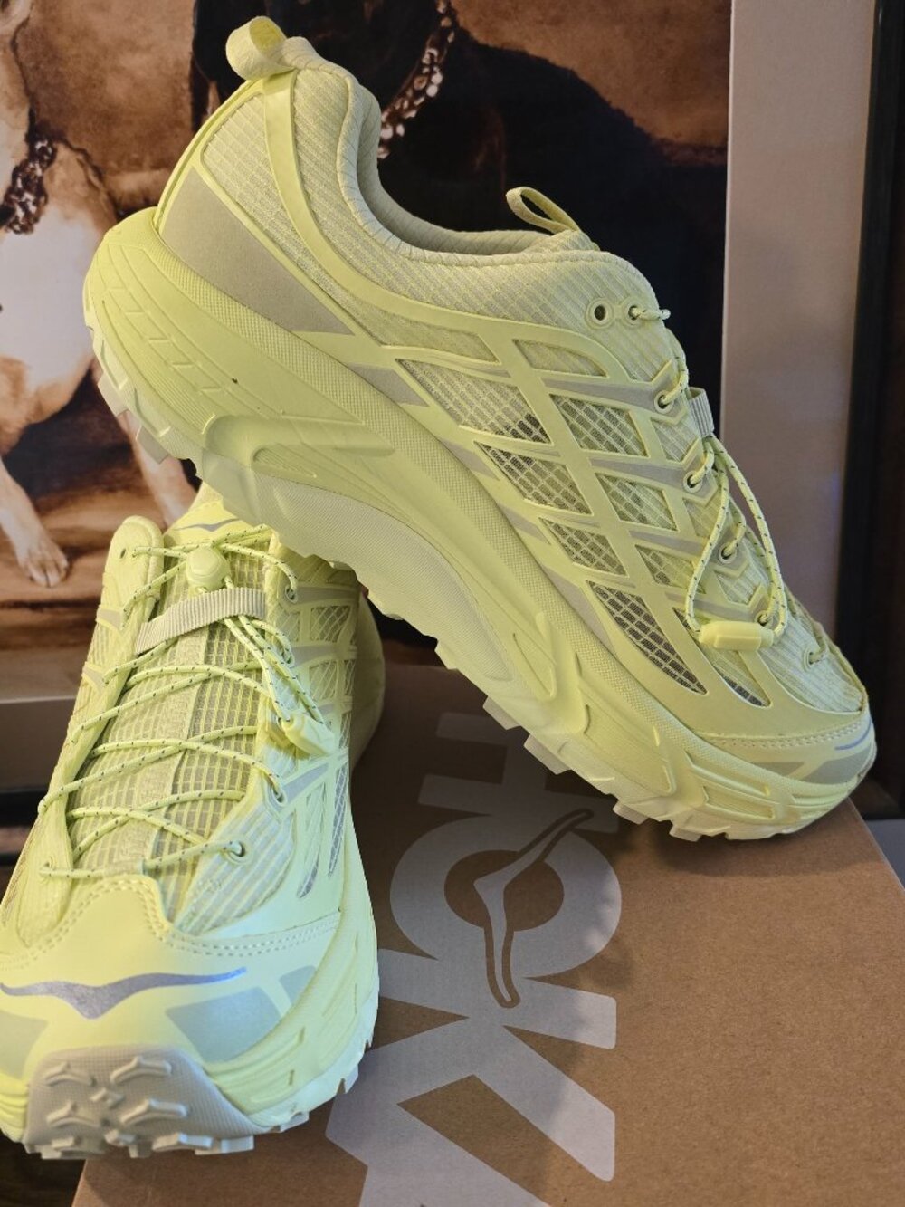 New Hoka One One U Mafate Three2 1172370 YRD Grid JP Yellow Mens 10.5 US NEW